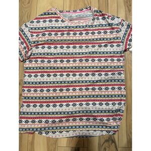 Sweet & Merry Women's 3X Fair Isle Holiday Print Short Sleeve T-Shirt Top‎